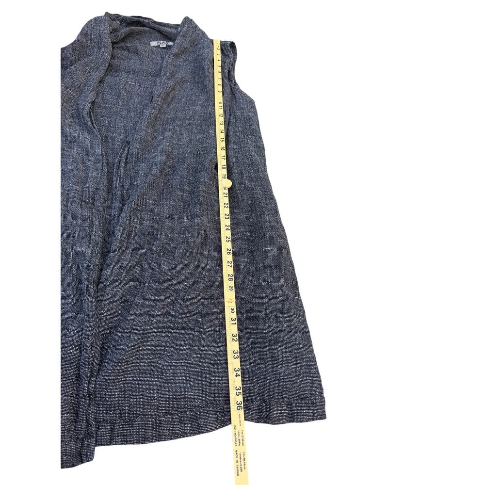 Flax Long Sleeveless Cardigan - 100% Linen - Black - Size Medium - Picture 4 of 7
